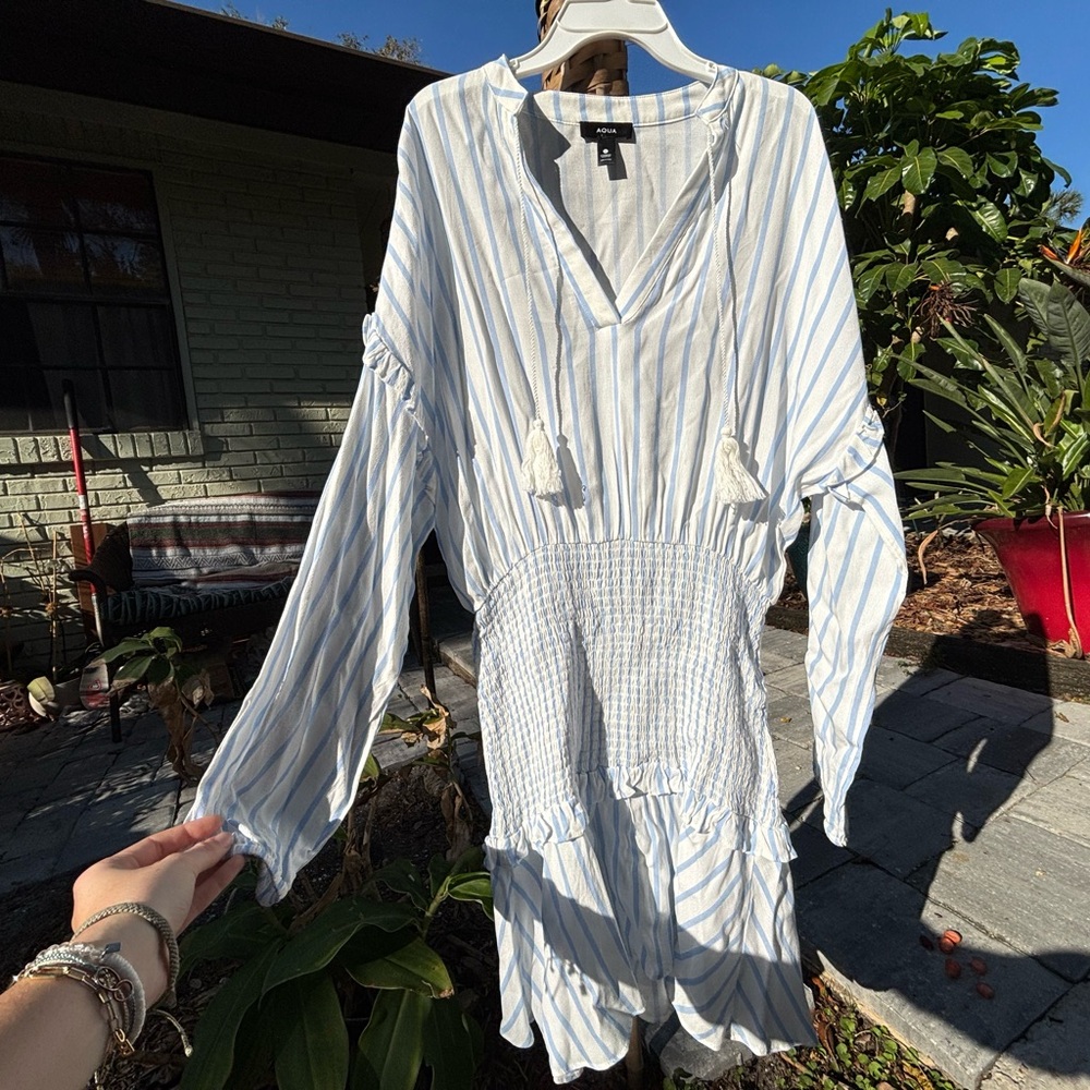 Striped White and Blue Dress